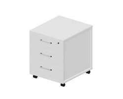 Тумба мобильная (3 ящика, усиленные колёсные опоры, ручки - хром) 46х53х57 см — фото 1