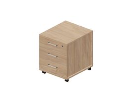 Тумба мобильная (3 ящика, усиленные колёсные опоры, ручки - хром) 46х53х57 см — фото 1