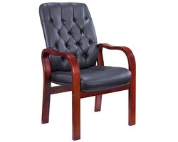 Кресло Everprof Monaco Wood (Монако Вуд) CF Экокожа Черный — фото 1