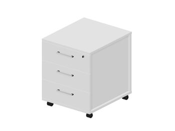 Тумба мобильная (3 ящика, стандартные колёсные опоры, ручки - хром) 46х53х57 см — фото 1