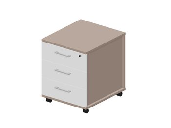 Тумба мобильная (3 ящика, усиленные колёсные опоры, ручки - алюминий) 46х53х57 см — фото 1